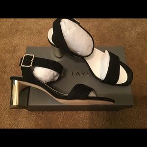 Ann Taylor Black Suede Heel Sandals